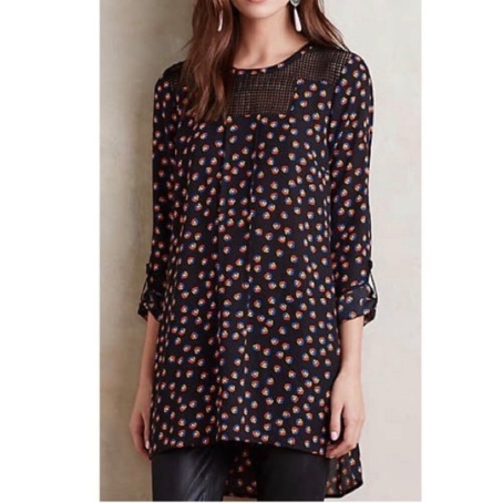 Anthropologie  Meadow Rue Darney Crochet Blouse Tunic Top